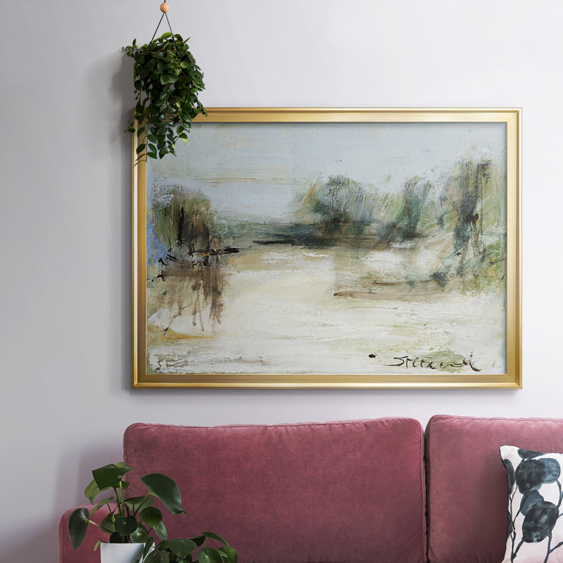 Toile tendue encadrée Wintery Horizon III, Or, H 30 po x l 44 po x P 1,5 po