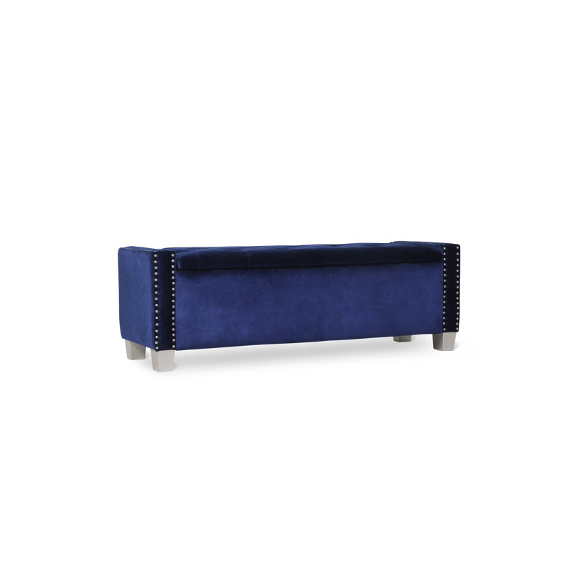 Thecle Upholstered Storage Bench, Blue