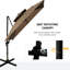 Parasol de patio décalé avec base, rotatif à 360 °, structure de pavillon double, 8 nervures, inclinaison sans effort, manivelle, café rotatif à 360 degrés, double plateau, inclinaison simple,