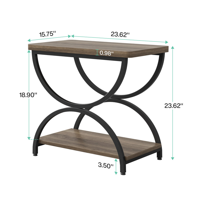 Jen End Table with Storage, Brown/Black