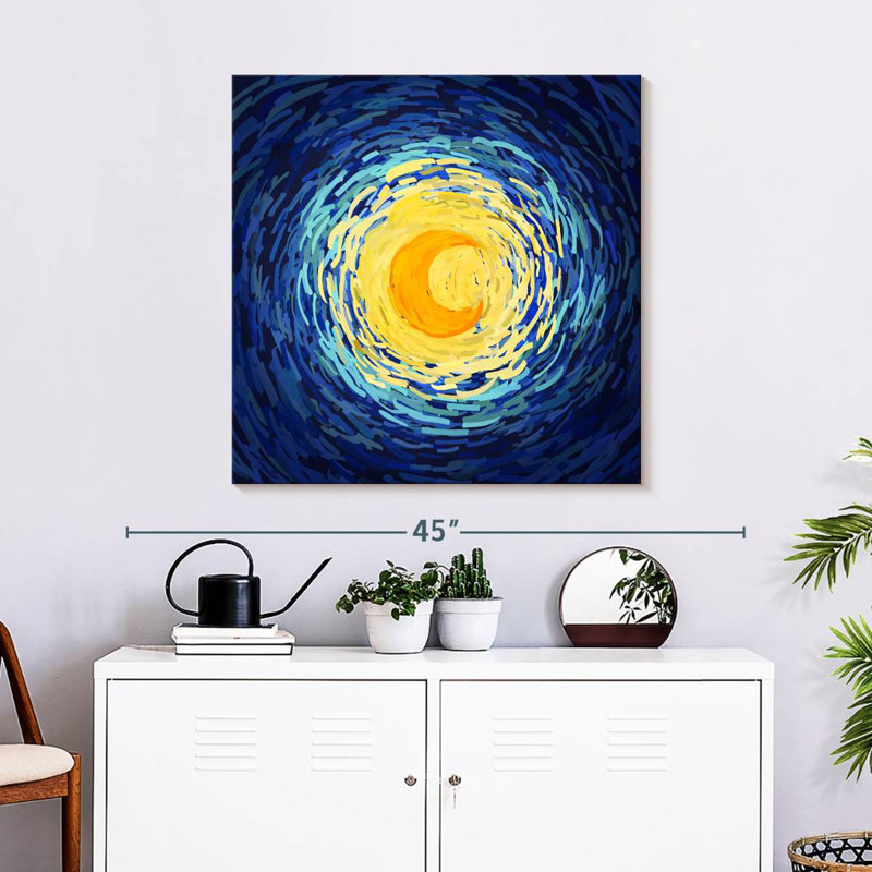 Lune jaune impressionniste Oberle, H 30 po x l 30 po