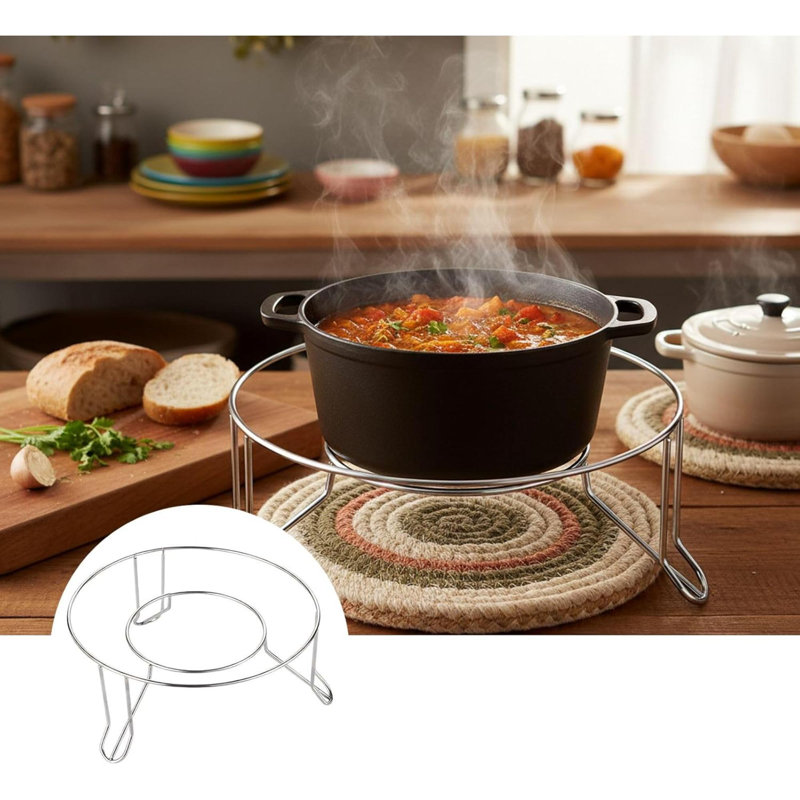 Support à casseroles en acier inoxydable pour la cuisine et l'extérieur avec conception de chaleur et support de cuisson double face