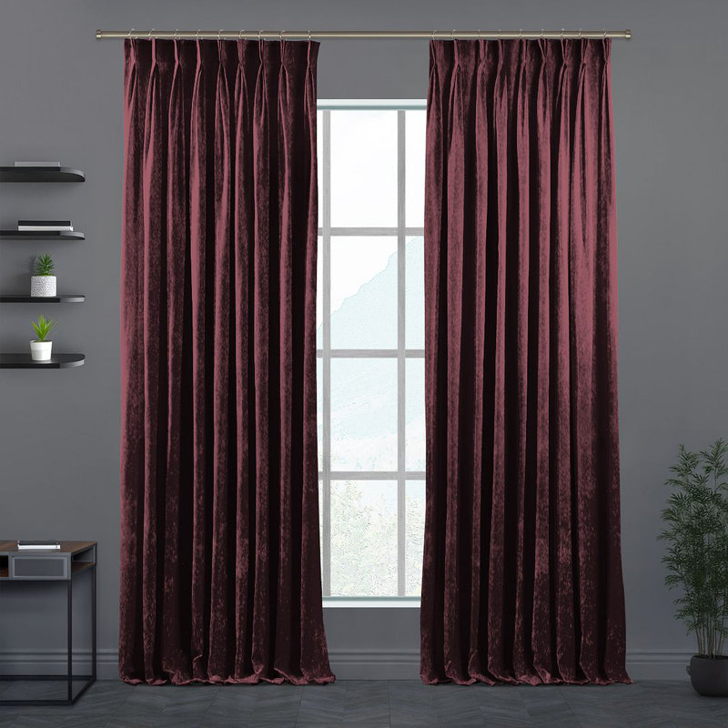 Velvet Semi Sheer Single Curtain Panel, 130cm Width x 450cm Drop, Burgundy