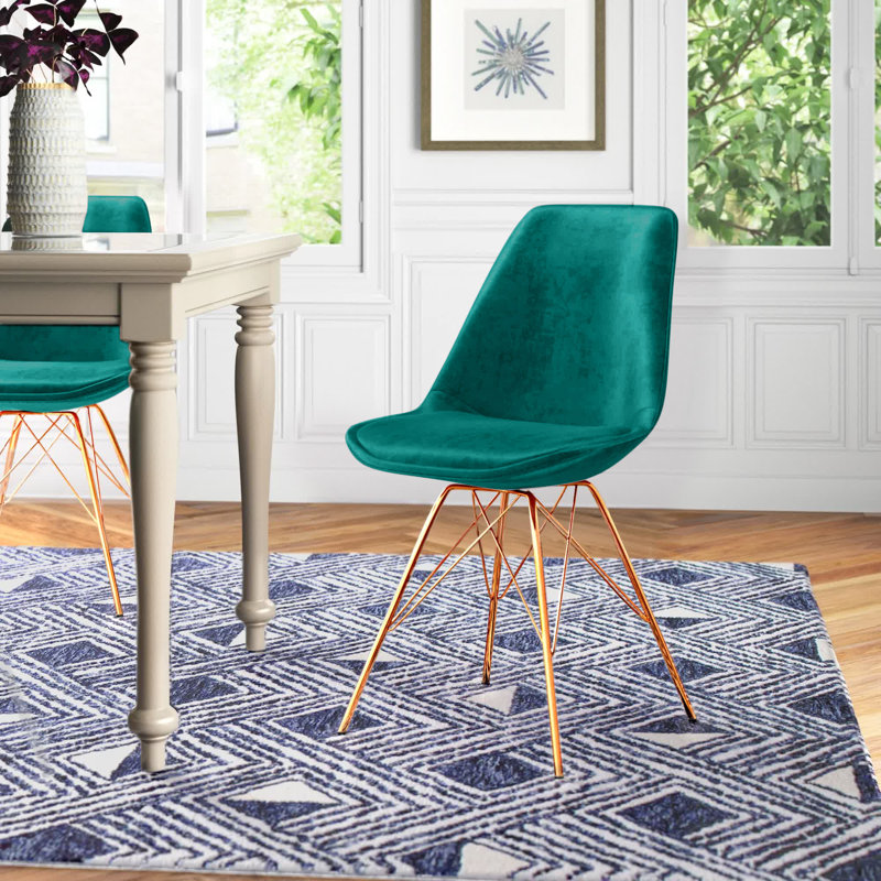 Lougenia 18.9'' H Velvet Upholstered Side Chair, Green