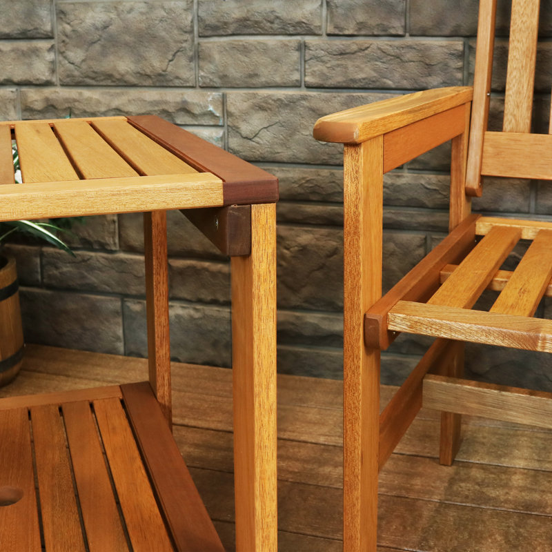 Sibyl 3-Piece Meranti Wood Patio Conversation Set