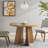44” Diameter Round Dining Table – Pecan Wood Veneer with Unique Flipped Grain Pattern, Open X-Base, Seats 4-6