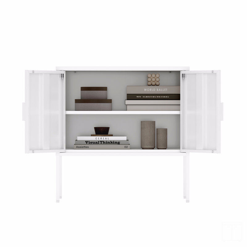 24" Metal Accent Cabinet, White