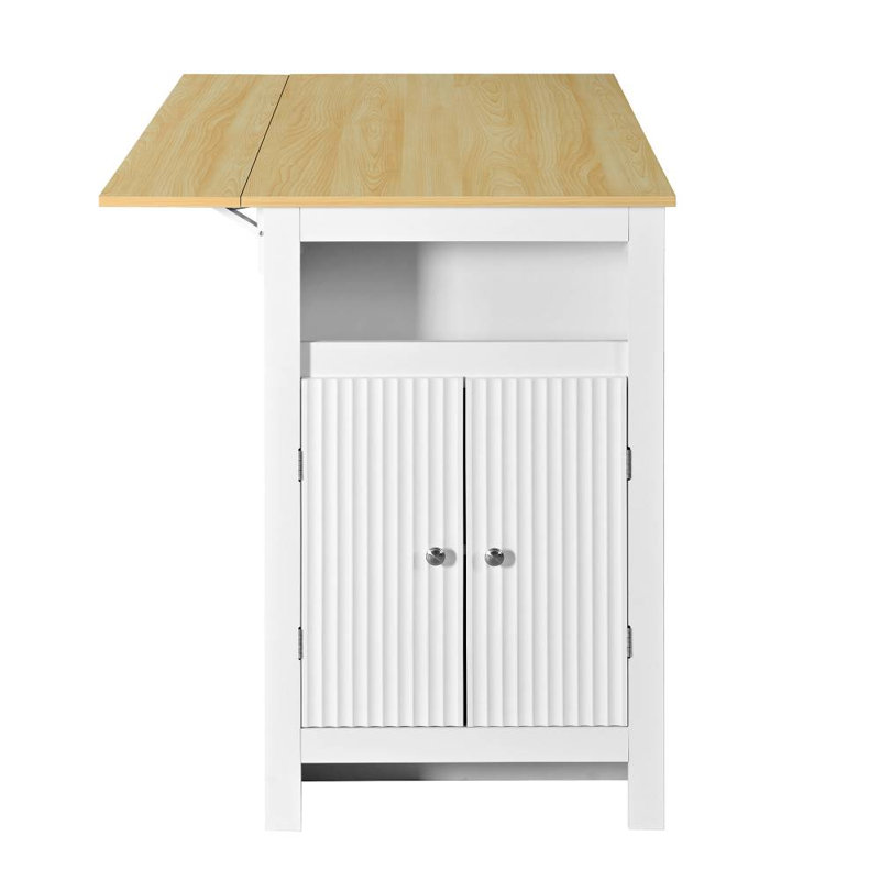 Sideboard with Foldable Tabletop (White, Natural)