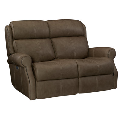McGwire 59.5" Genuine Leather Rolled Arm Reclining Loveseat