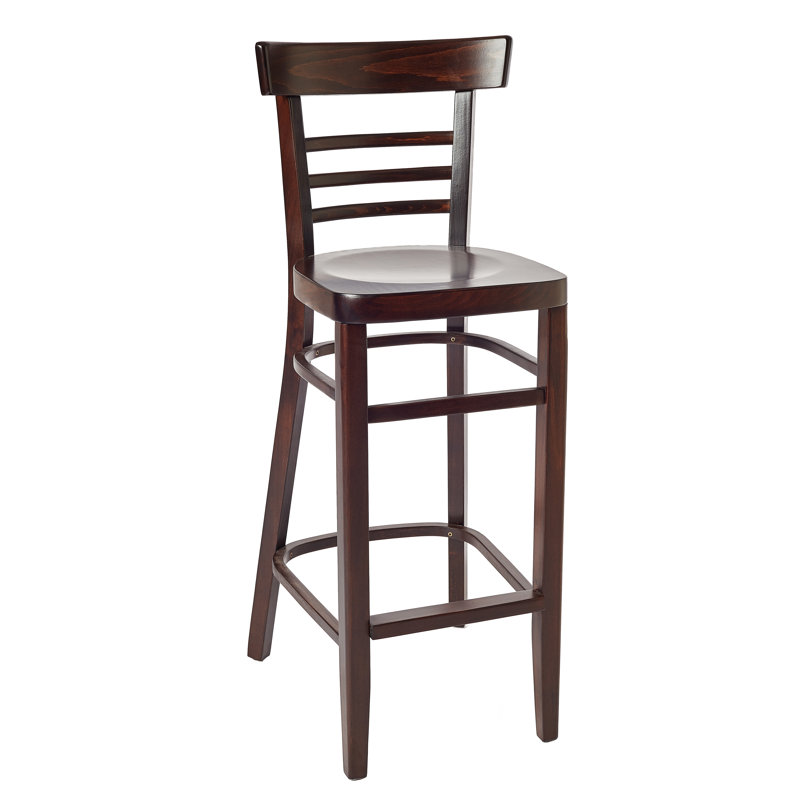 Giulia Counter Stool with Solid Wood Frame, Dark Walnut