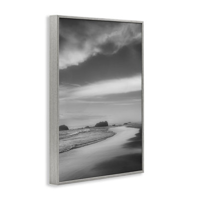 Grayscale Beach Shore Framed Giclee Art, design by Don Schwartz
