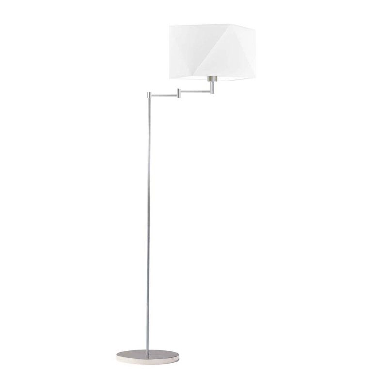 Glasper 163cm Swing Arm Floor Lamp, White, Silver