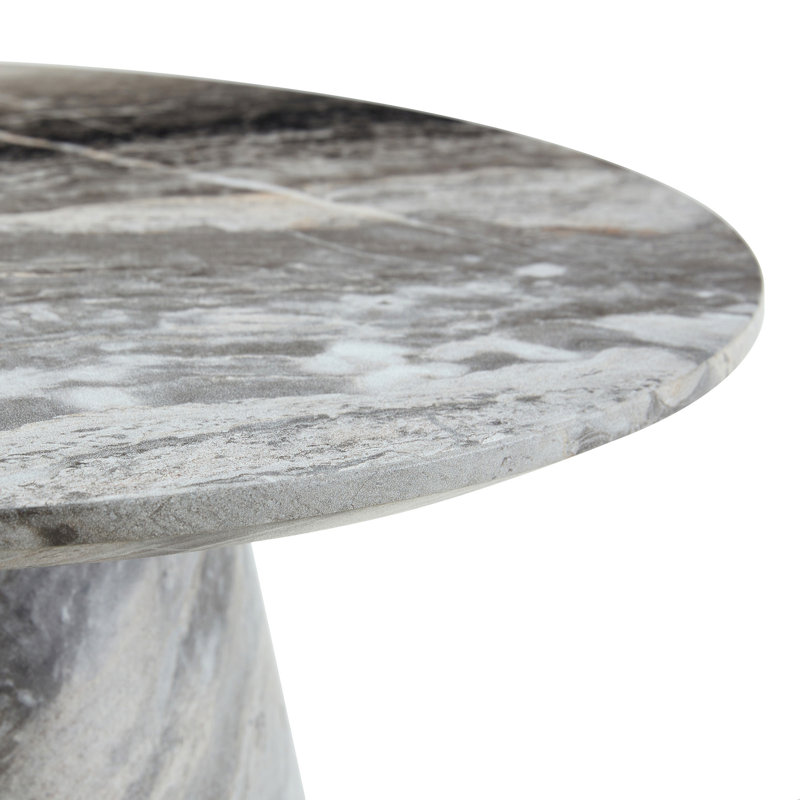 Table basse circulaire en fibres à densité moyenne - 23,6 po de diamètre, placage de 13,7 po de hauteur, texture, ajustement flexible au plateau de table circulaire.