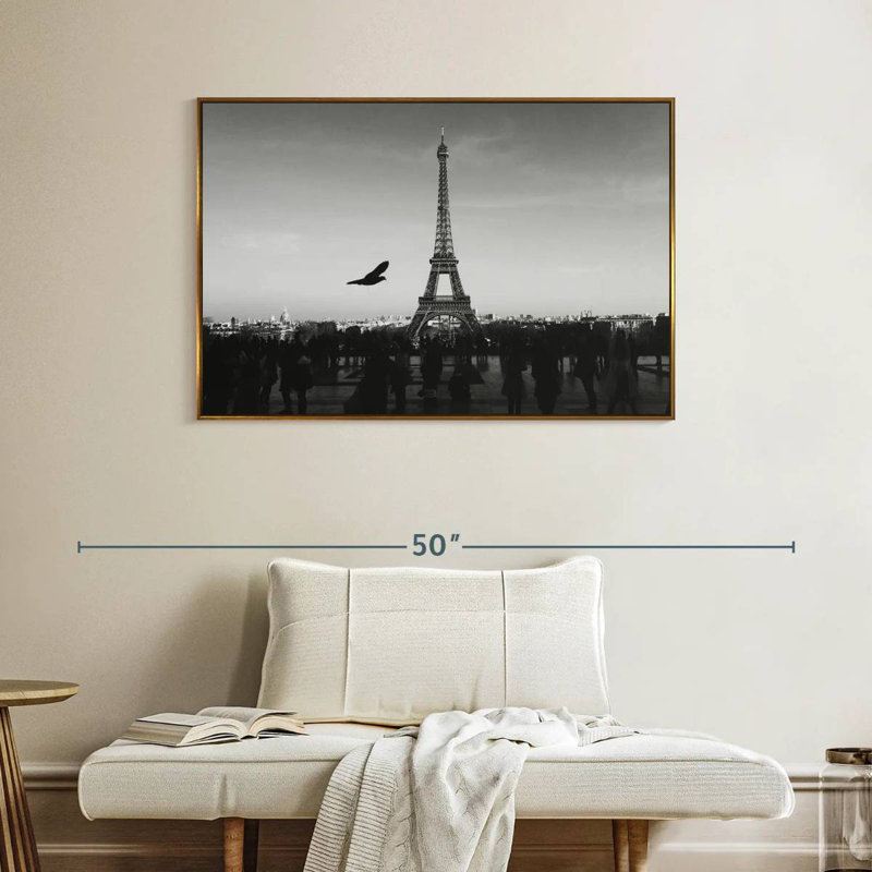 Couvert Tour Eiffel, Cadre flottant doré, 40 po x 27 po
