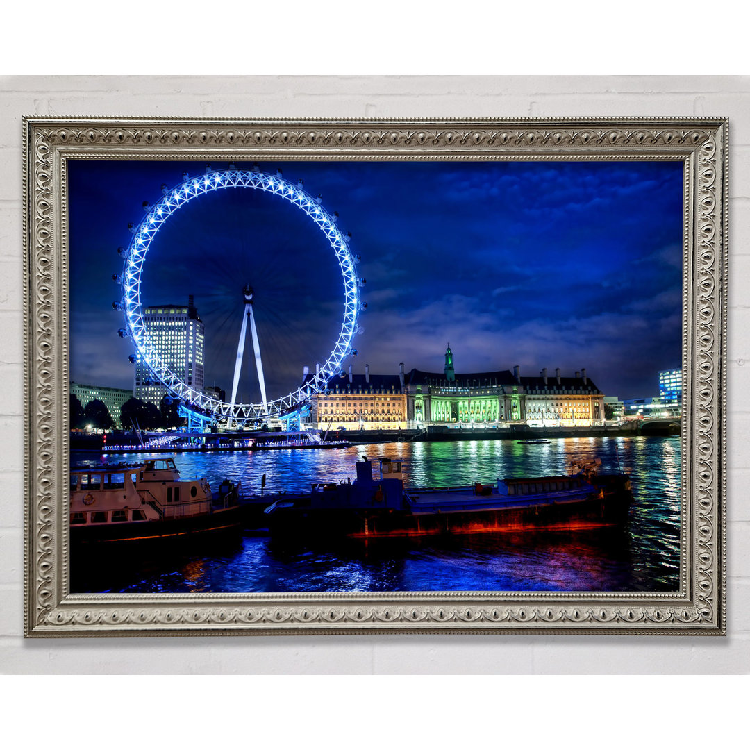 Das London Eye bei Nacht - Einzelne Bilderrahmen Kunstdrucke