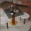 Table de salle à manger 33,5 "en verre trempé avec pieds en bois et base dorée, table carrée moderne
