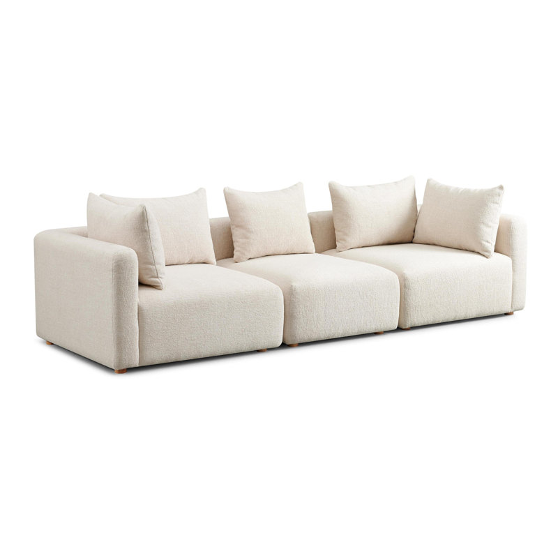 Tov Furniture Hangover Cream Heavy Textured Fabric Sofa, Cream Textured Fabric