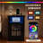 Farmhouse Nightstand with Color-Changing LED & 20W Fast Charging, Glass Door Bedside Table with Open Shelf, Night Stand for Bedroom or Living Room-493395327-493395326