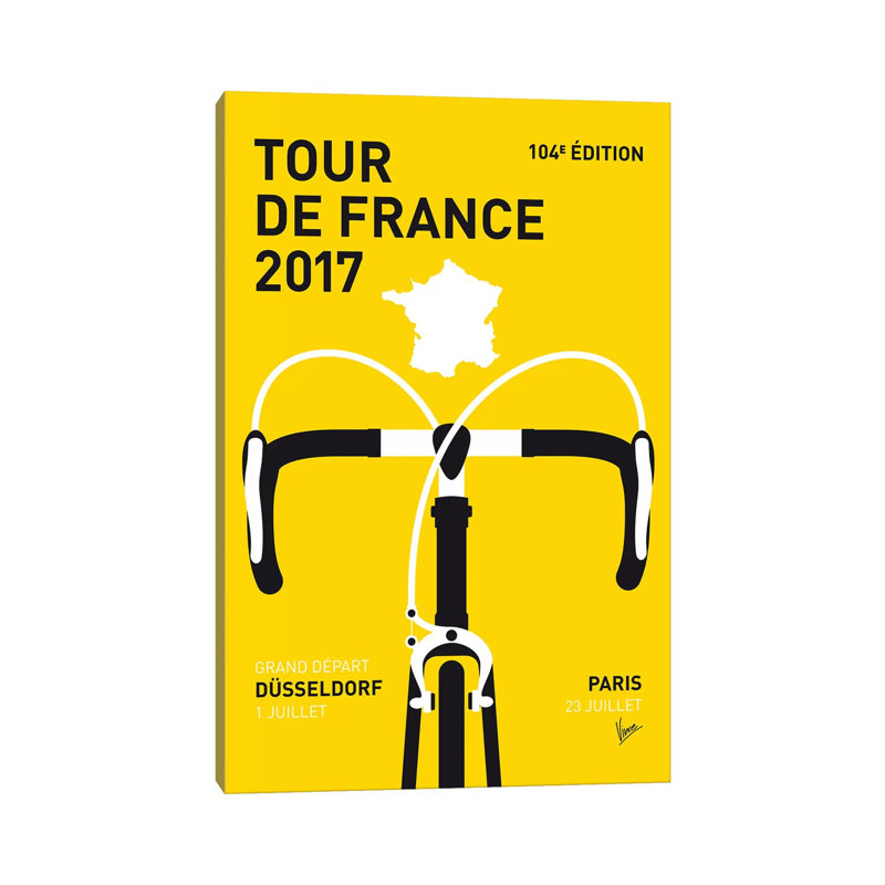 Tour De France 2017 Minimal Poster by Chungkong - Wrapped Canvas Print, 20.32 cm H x 30.48 cm W