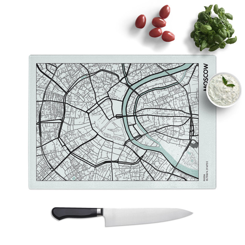 Map Moscow Russia Chopping Board, 28.5cm W x 39cm L