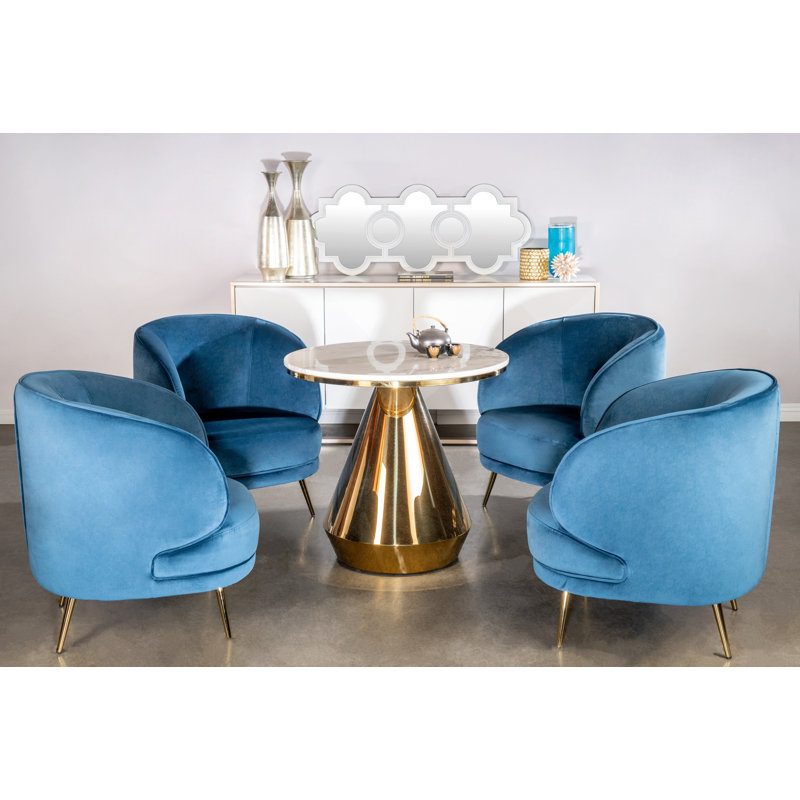 Table bistro ronde en marbre blanc avec base à piédestal 32 po Iacobus, Doré