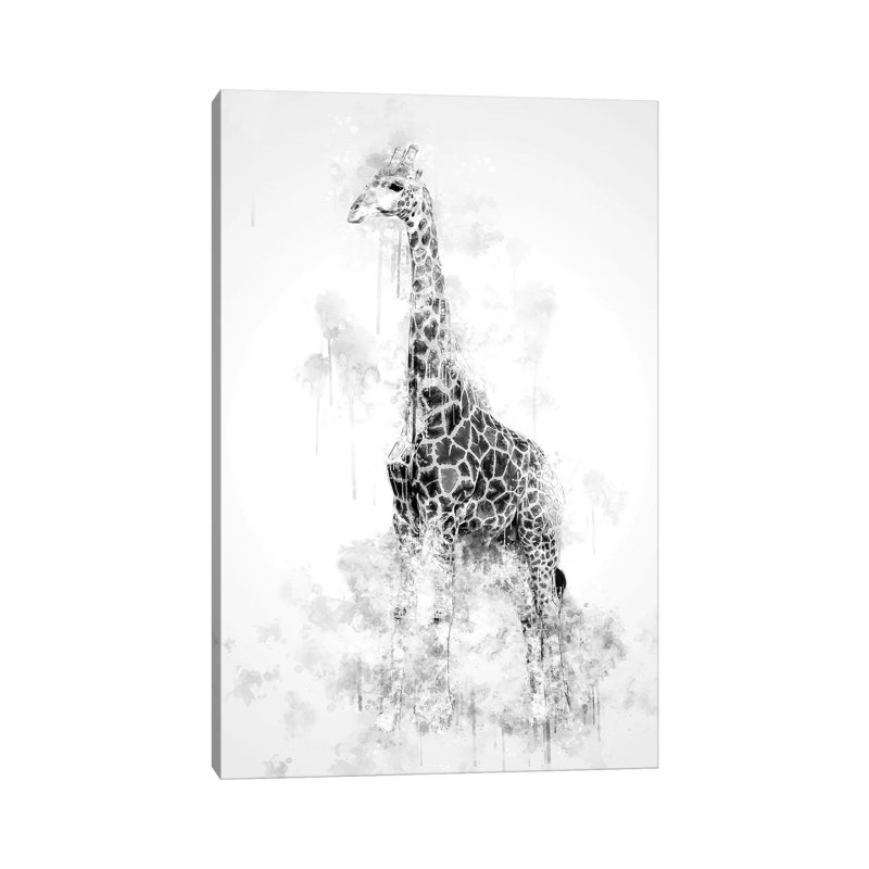 Giraffe In Black And White by Cornel Vlad - Wrapped Canvas Gallery-Wrapped Canvas Giclée, 30.48cm H x 20.32cm W