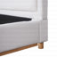 Structure de lit grand avec tête de lit tapissier recouverte de lin, pieds en bois massif, beige-483342693-483342714