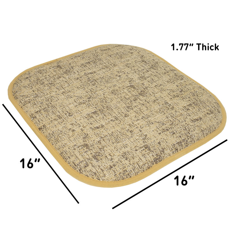 Broadway Memory Foam No Slip Back 16" x 16" Chair Pad Cushion, Camel Beige/Brown, 2