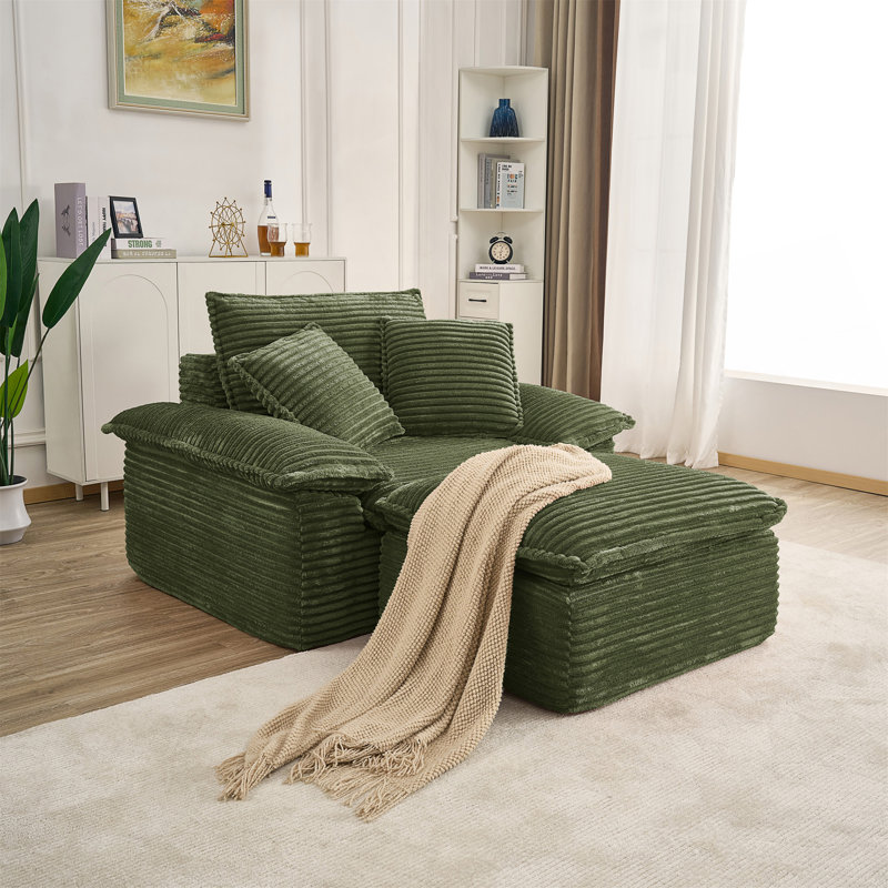 Ensemble de canapé-lit surdimensionné de 47 po et demi avec siège profond et repose-pieds mobile à 2 couches, canapé-lit Cloud avec méridienne, canapé-lit modulaire 1 place