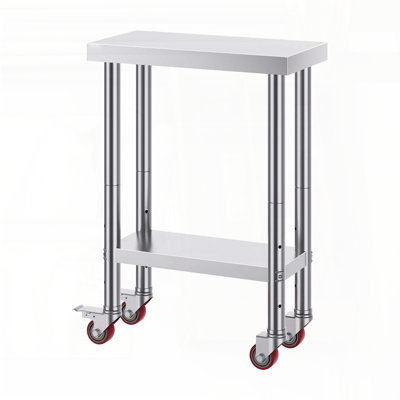 Table de travail en acier inoxydable avec roulettes 