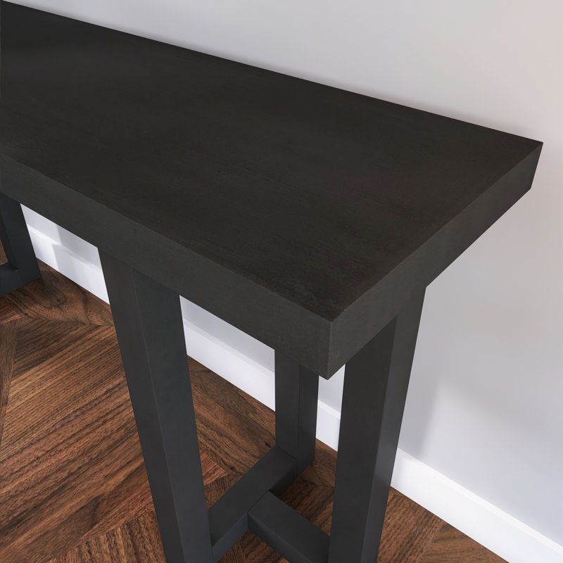 Geometric Design Console Table With Solid Pine Legs, Black