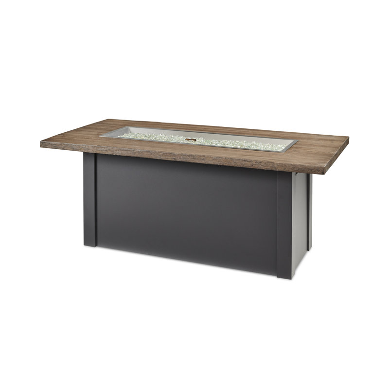 Havenwood Rectangle Smokeless Fire Pit Table with Hidden Fuel Tank, 24.5" H x 44" W x 30" D, Brown/Gray