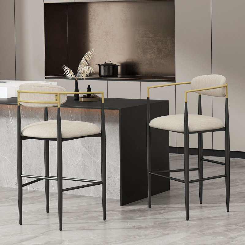 Tabouret de bar (ensemble de 2), Beige / tissu, 2