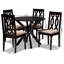 Ensemble de salle à manger 5 pièces Rizzo en tissu sable et bois brun foncé, H 38,6 po x l 17,9 po x P 19,3 po-1144763136-1144763141-1144763146