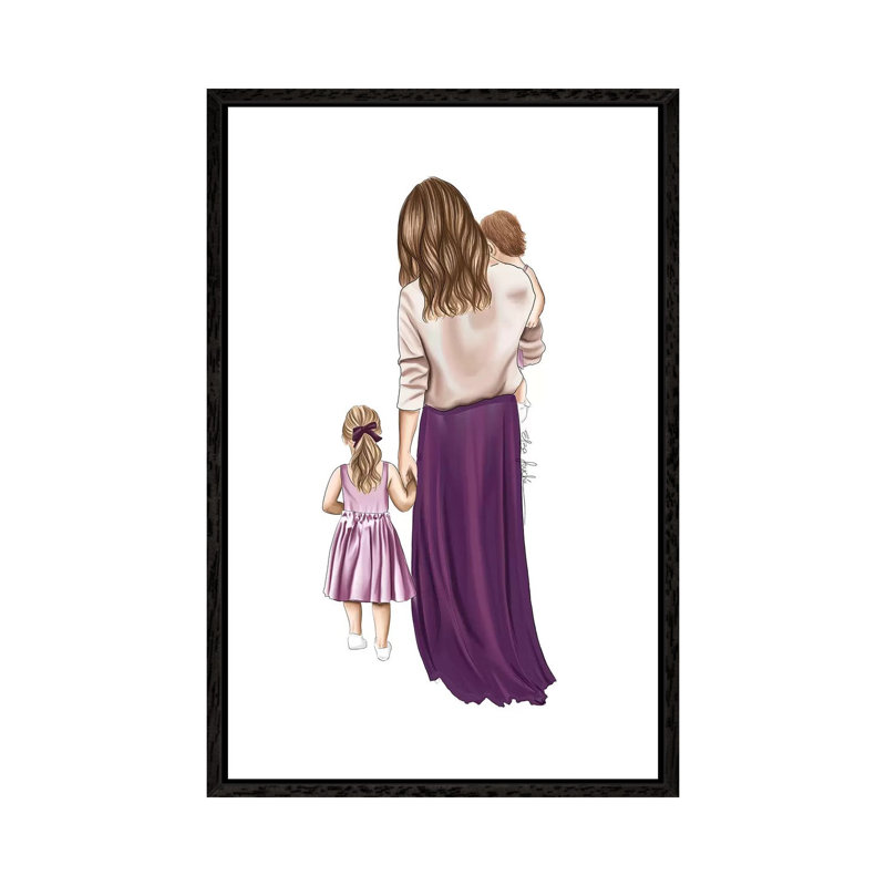 Mother And Daughters by Elza Fouche - Painting on Canvas, 101.6cm H x 66.04cm W x 3.81cm D, Black Framed