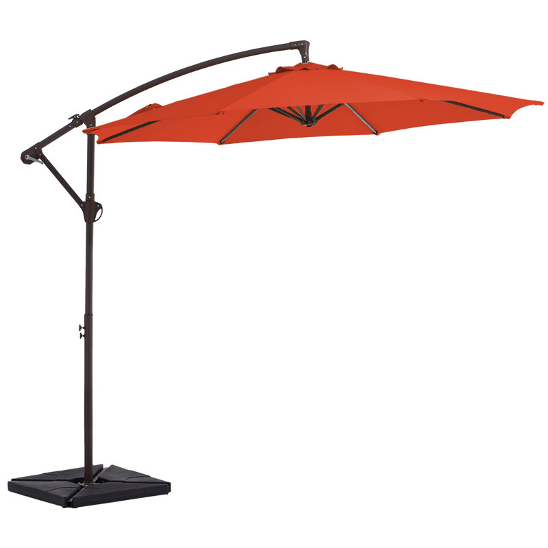 Beeram 120'' Round Cantilever Umbrella with Weighted Base, Orange