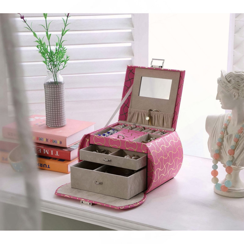 Étui de rangement pour bijoux 8,8 po, rose vif