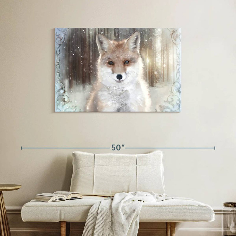 Renard d'hiver enchanté, H 26 po x l 39 po