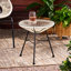 Table d'appoint chic avec plateau lisse - blanc, verre trempé, 17,66 po x 17,66 po x 17,95 po, assemblage requis, matériau des pieds en fer