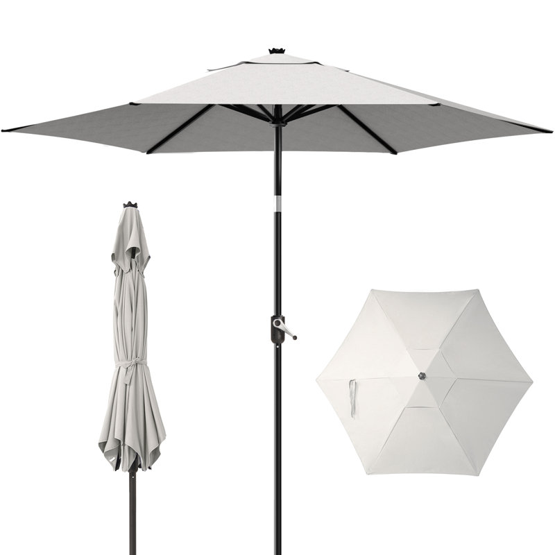 Parasol 9 pi avec bouton-poussoir inclinable 30 °, Beige