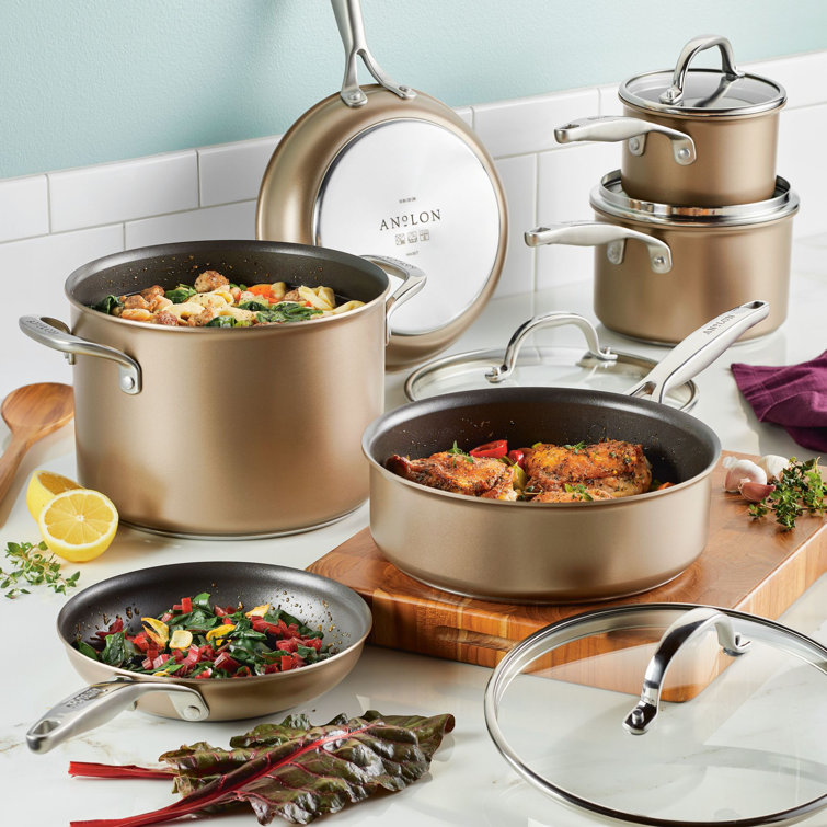 Anolon X Hybrid Nonstick Cookware Induction Pots And Pans Set, 6
