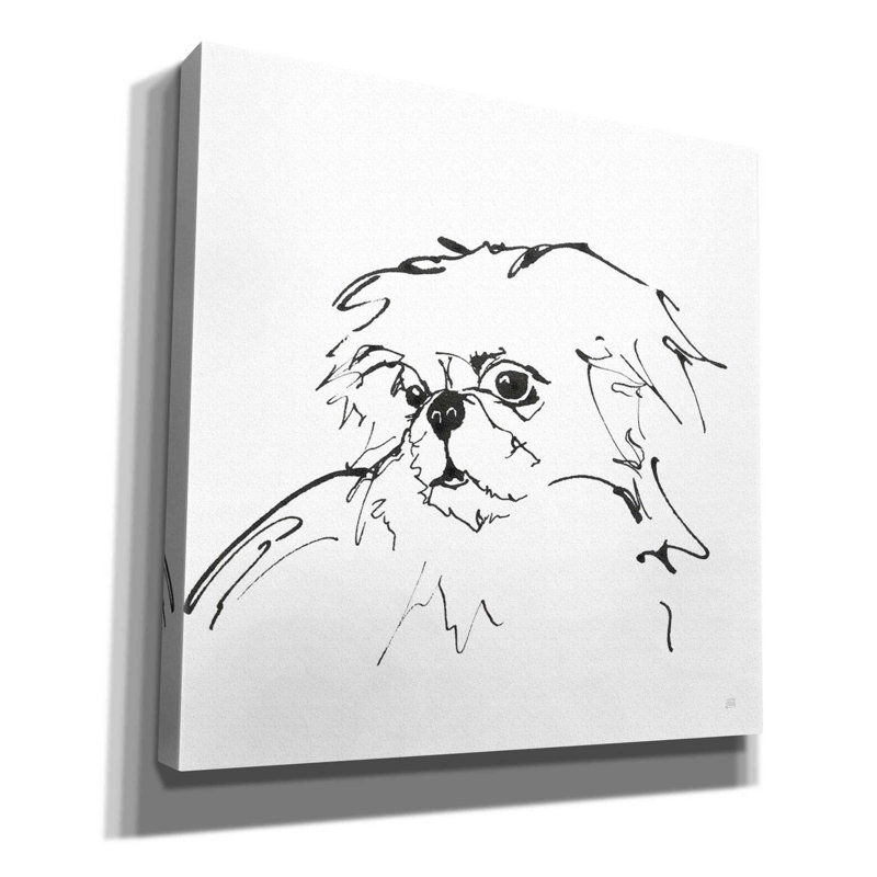«Line Dog Pekingese» par Chris Paschke, estampe numérique sur toile, H 12 po x l 12 po x P 0,75 po