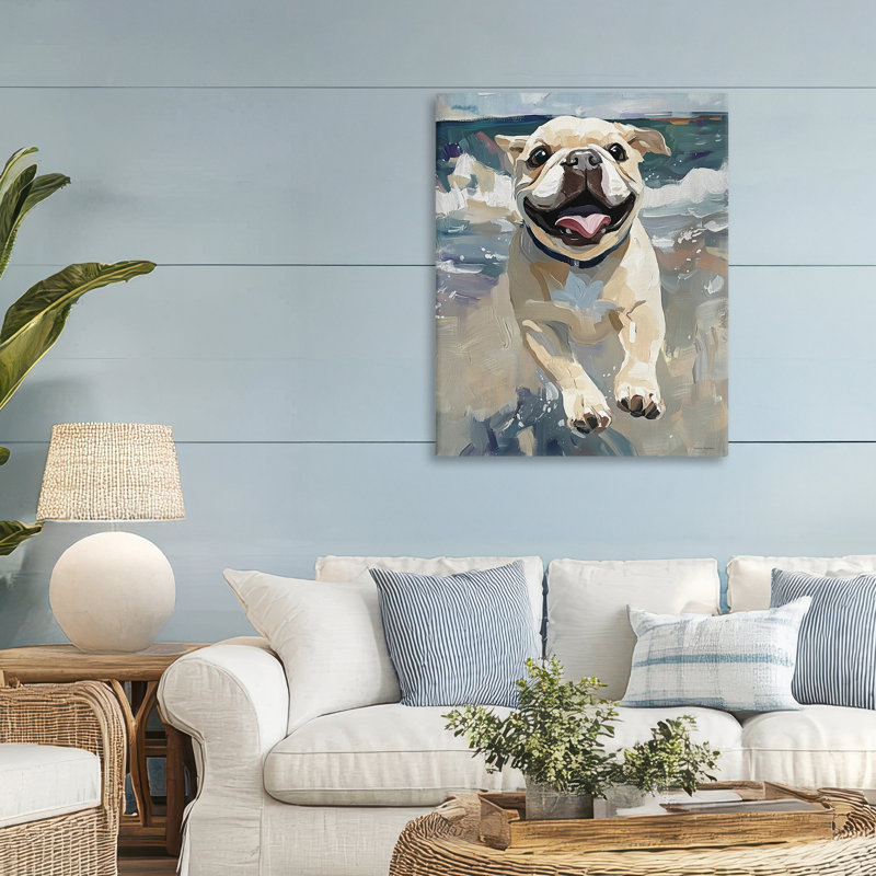 «Sunny Paws Dog on Beach», conception de Svetlana Aleynikova, H 40 po x l 30 po