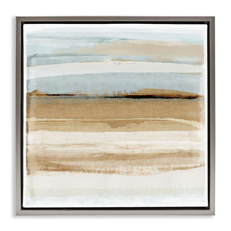 «Winter Sands Abstraction» par Flora Kouta, Cadre flottant gris lustré, H 18 po x l 18 po x P 1,7 po