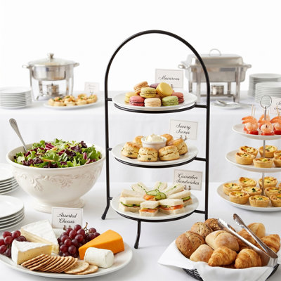 Metal Wire 3-Tier Dinner Plate Rack Serving Stand Tabletop Display Organizer