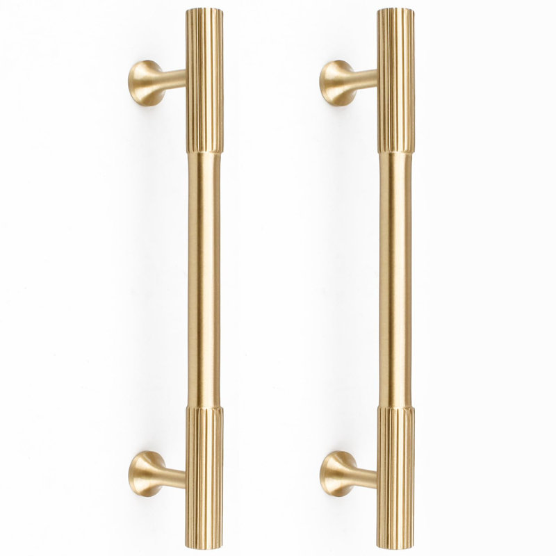 4 pièces de poignées d'armoire en laiton massif doré, centres de trous de 5 pouces pour poignées d'armoire de cuisine poignées de tiroir modernes poignées d'armoire de salle de bain en laiton brossé