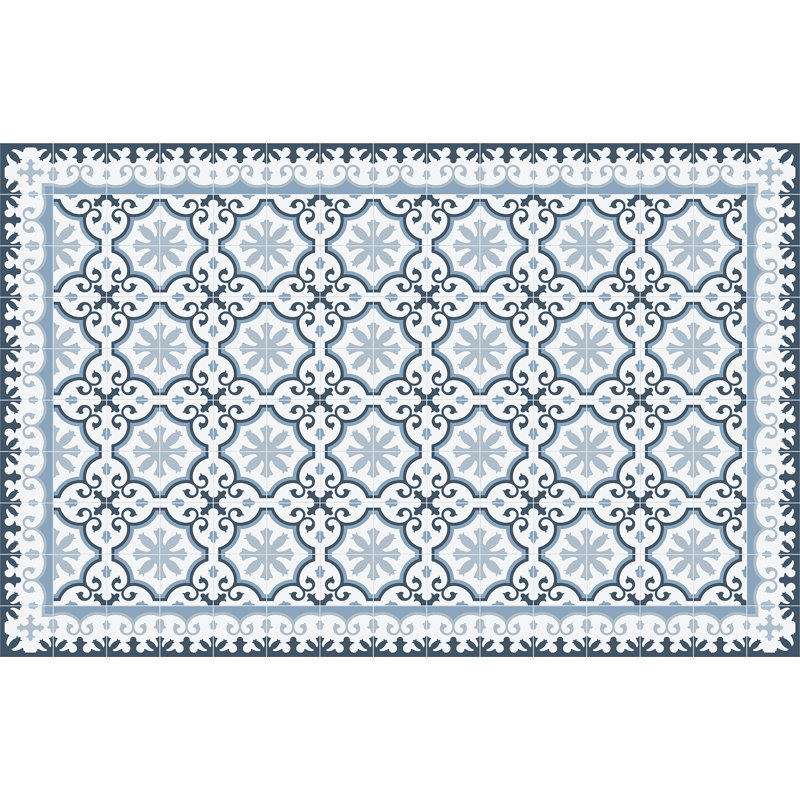 Elsien Vinyl Machine Printed Area Rug, Rectangle 5'10.9" x 9'2.2"