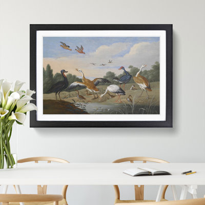 Herons and Ducks by Jan Van Kessel - Framed Print