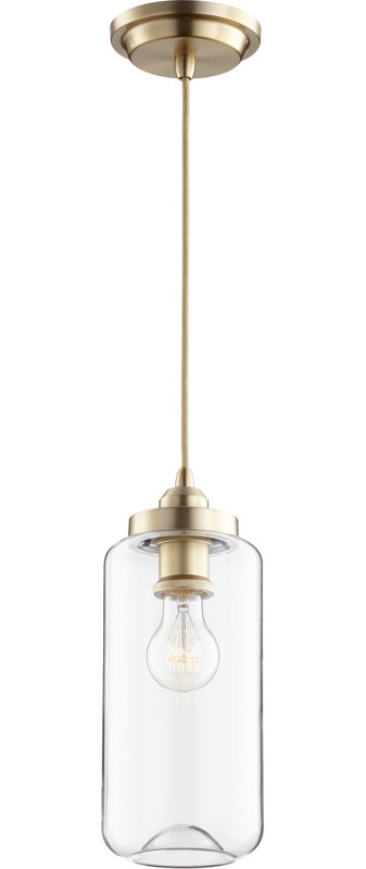 Rayner 1 - Light Single Pendant, Aged Brass, 10.75" H x 5.75" W