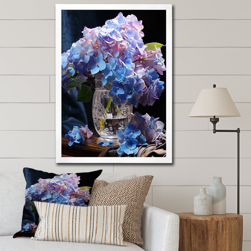 «Carlas Blue Mauve Hydrangea Enchanting Bouquet», reproduction d'art sur toile, H 40 po x l 30 po x P 1,5 po